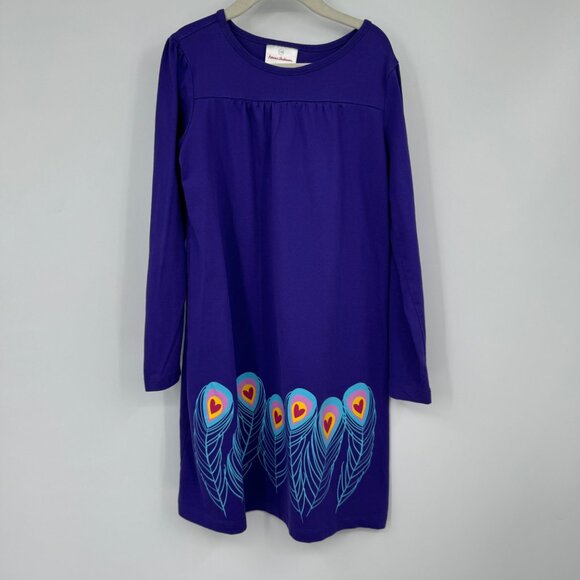 Hanna Andersson Other - Hanna Andersson Purple Peacock Feather Dress Size 130 8 long sleeve